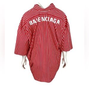 Balenciaga Men's Red and White Striped Shirt